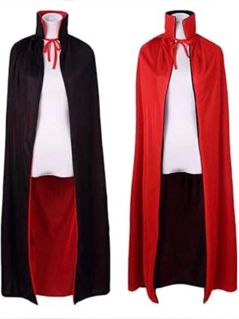 Reversible Red & Black Vampire Cape Coat with Tie Collar